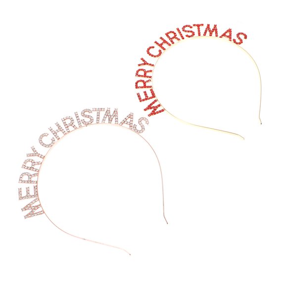 NIAIZEK 2Pcs Elegant Letter Rhinestone Hairbands Assorted Color Decorative Headwear for Winter Festival Parties