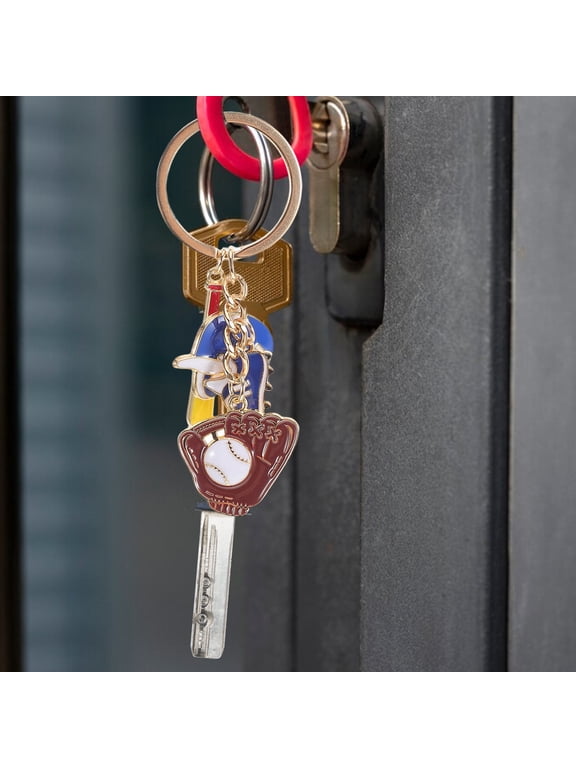 Baseball Bat Keychain Zinc Alloy Assorted Colors Sporty Design Decorative