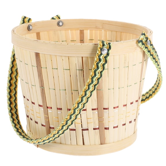 NIAIZEK Bamboo Woven Basket Egg Basket Countertop Beige 1Set