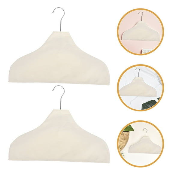 NIAIZEK 2-Pack Beige Fabric Suit Protectors with Non- , Breathable Hanger Covers for Home Closet Organization