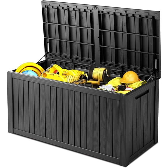 NIAIZEK Outdoor Lockable Waterproof 180 Gallon Resin Deck Box, Black