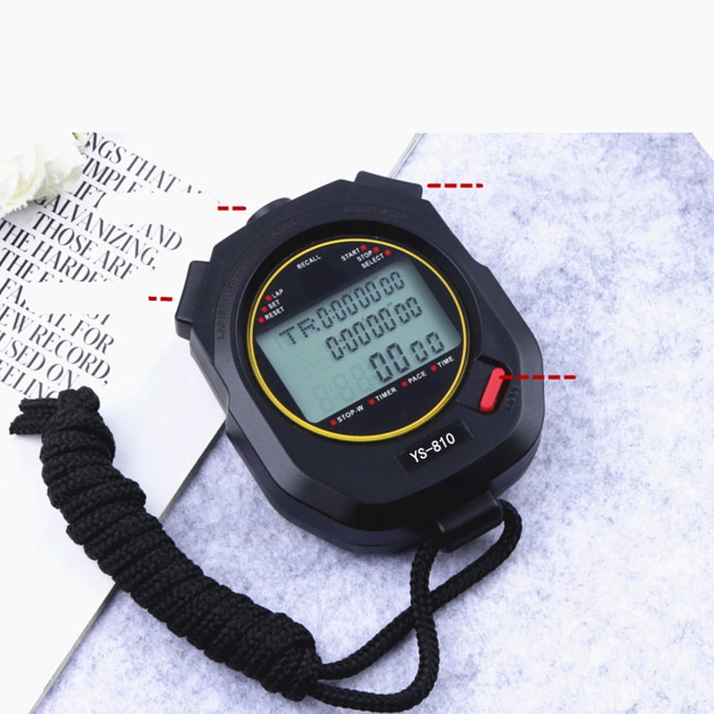 NIAIZEK Running Timer Black Three Row Stopwatch with Countdown Alarm ...