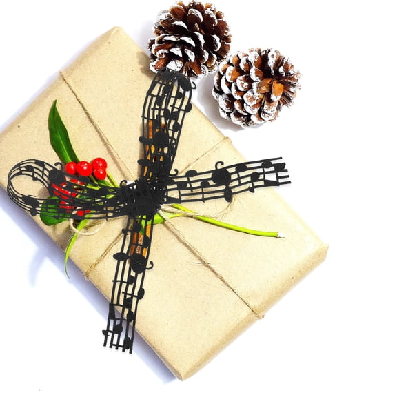 NIAIZEK Black Hollow Music Note Ribbon for Craft with Embossed Musical Design and Durable Soft Fabric