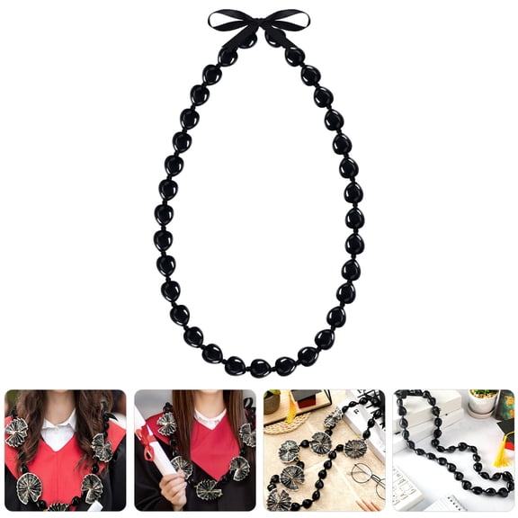 NIAIZEK Black Ribbon Chunky Necklace Graduation Jewelry Souvenir Accessory for Ceremony