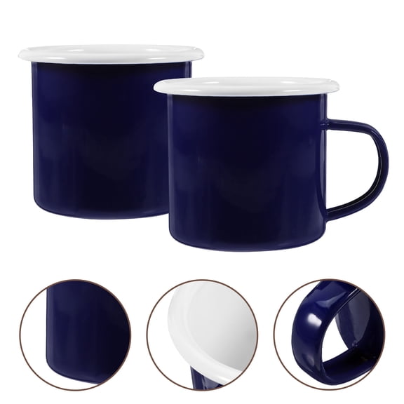 NIAIZEK 2Pcs Stable Vintage Blue Enamel Cups Suitable for Home Coffee Tea and Water Drinking