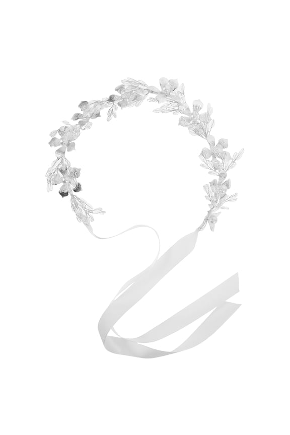 White Rhinestone Headband Boho Flower Wreath Bridal Wedding Hair Accessory for Women and Girls