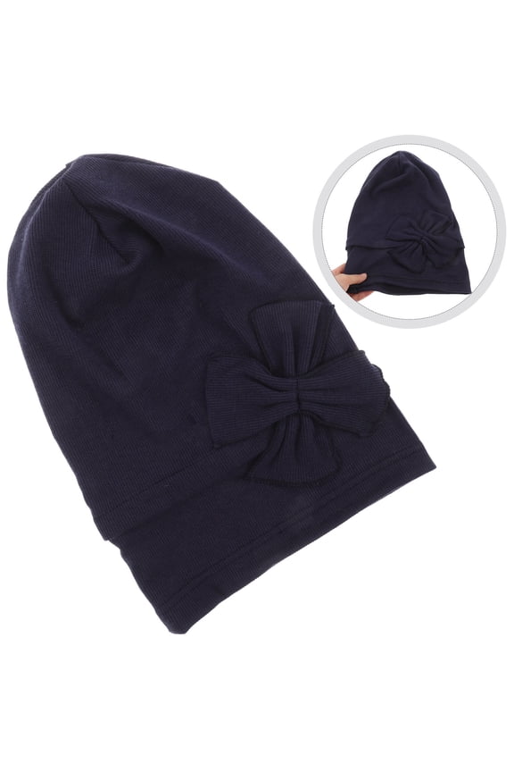 Cool Hats for Chemo Patients Turban Headwear Cap Dark Blue 1Set Bowknot for Women Formal Event