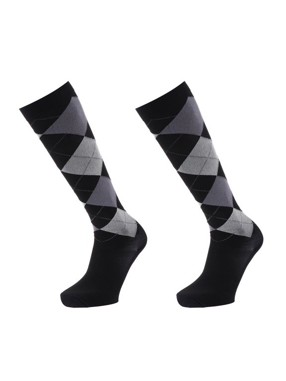 Gradient Compression Knee High Socks for Running, Black, 1Pair