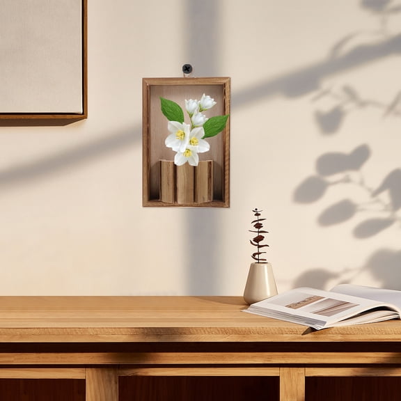 NIAIZEK Planter Wooden Vase Light Brown 2Pcs Wall Decoration