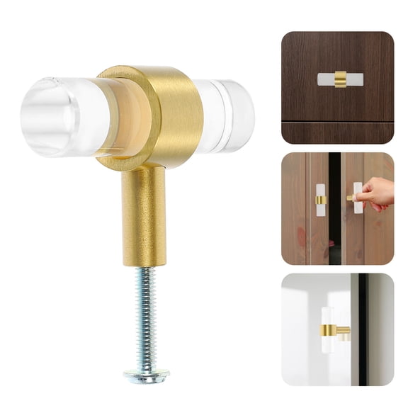 NIAIZEK Metal Cabinet Handle Golden Acrylic with Solid Copper Mounting Screws for Wardrobe and Drawer Pulls