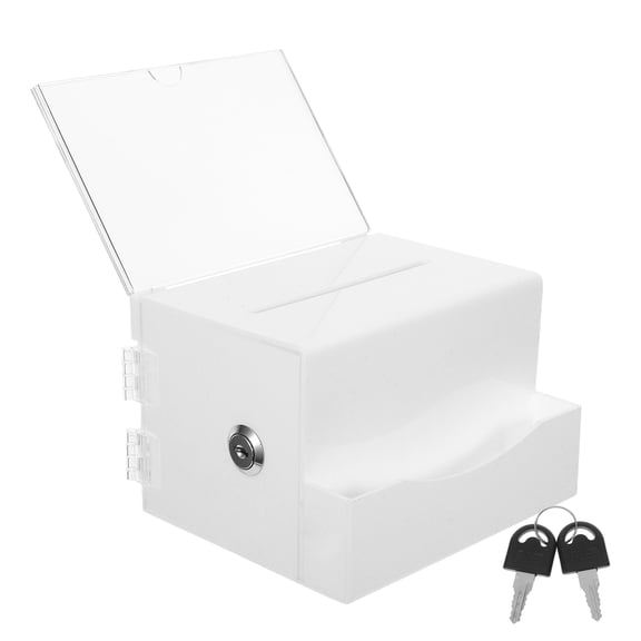 NIAIZEK White Acrylic Suggestion Box with Lock and Card Slot for Secure Storage and Feedback Collection