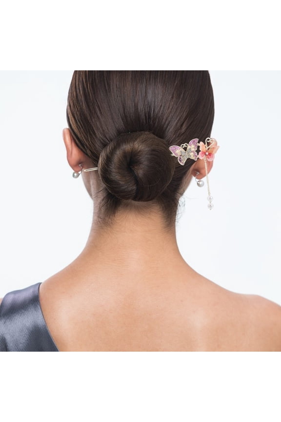 Elegant Chinese Hairpin with Multicolor Flower and Tassel, Stylish Hair Accessories for Updo Hairstyles