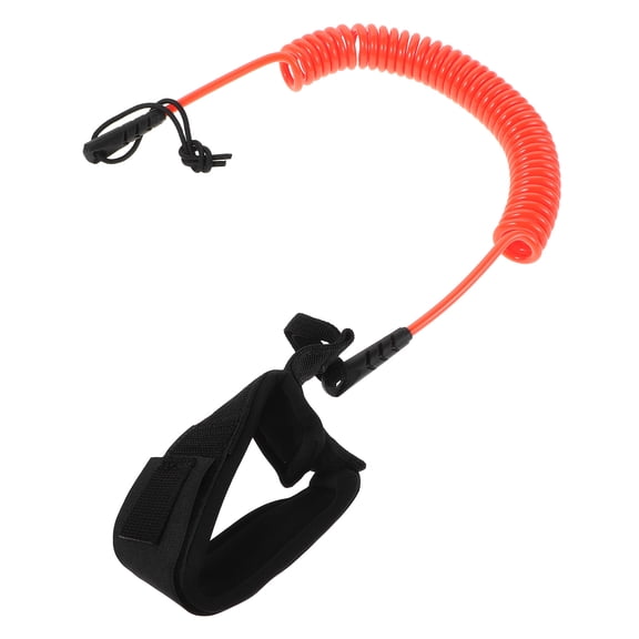 NIAIZEK Orange Coiled Surfboard Leash with Padded Wrist Strap for Secure Water Sports and Surf Safety