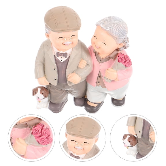 NIAIZEK Resin Elderly Couple Figurines Gentle Simple Home Decor Statue