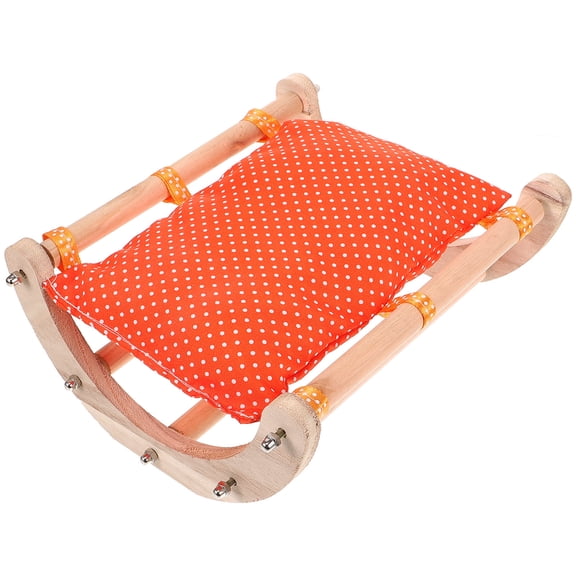 NIAIZEK Wooden Hamster Cradle Bed with Warm Pad Orange Small Pet Sleeping Lounge