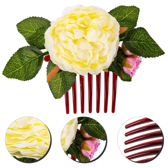 NIAIZEK Yellow Flower Hair Comb Decorative Accessory for Elegant Hair Styling