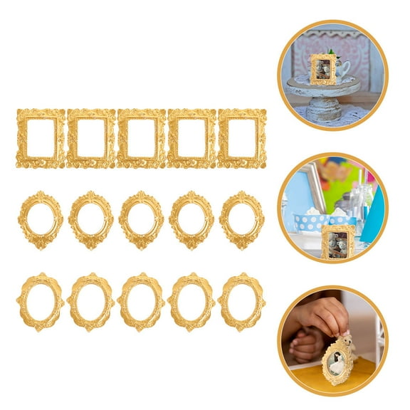 NIAIZEK Craft Kit 30 Pieces Golden Resin Mini Photo Frames for Displaying Pictures and Home Decoration