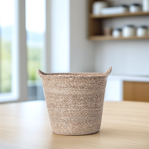 NIAIZEK Woven Planter Basket Beige Grass Weave Multi-Purpose Storage Indoor Decor