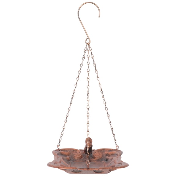 NIAIZEK Durable Dark Brown Iron Hanging Bird Feeder for Home Easy to Clean Decorative Bird Feeding Device 11.5 Inches