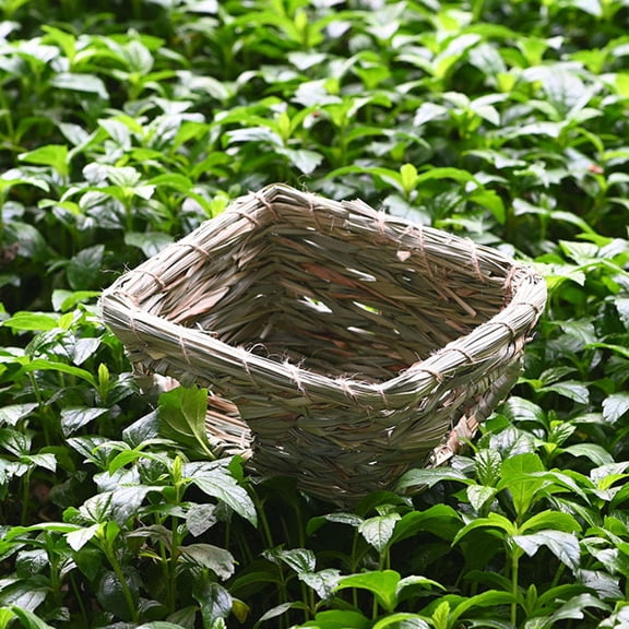 NIAIZEK Durable Grass Woven Hut for Pets Light Brown HandWoven Rabbit House Creative Design 100% Plastic