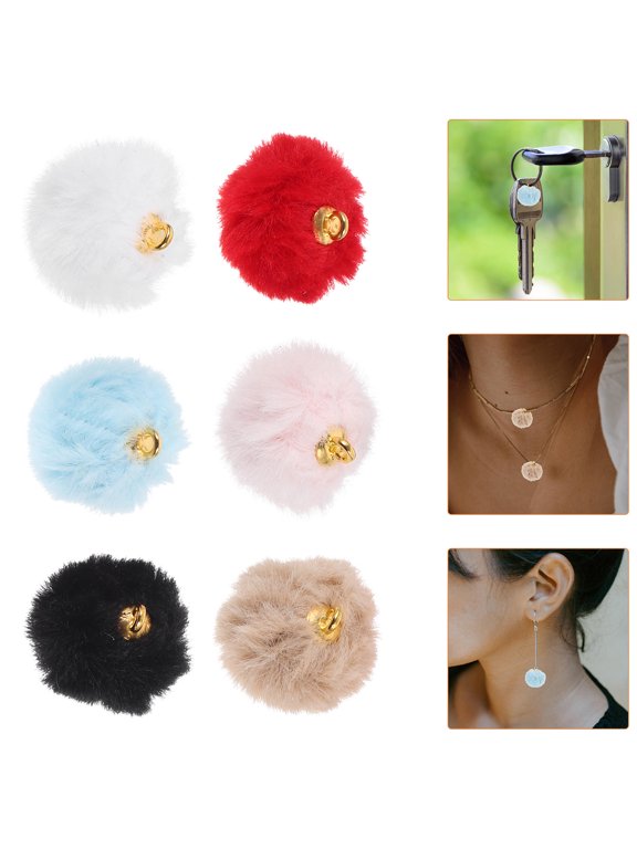 30Pcs Small Pom Poms Pendant Charms for DIY Jewelry Multi Color Metal Plush