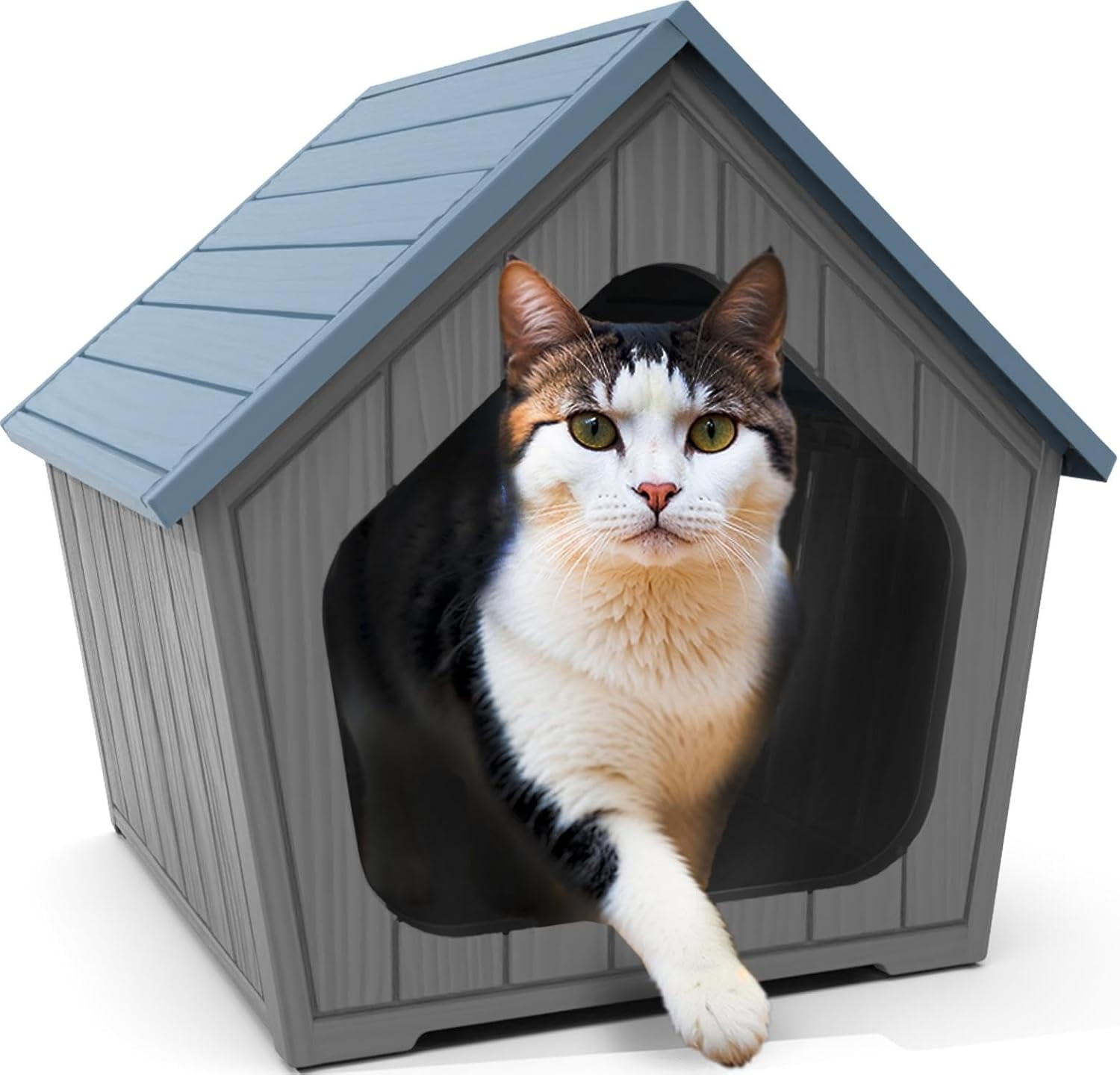 NIAIZEK Durable Resin Outdoor Cat House Waterproof Effortless Cleaning Contemporary Design Feline Comfort Outdoor Shelter