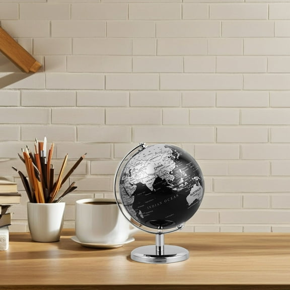 NIAIZEK Globe Ball Ornament World Globe Metal Black 1Pcs European Style Luxury Decor