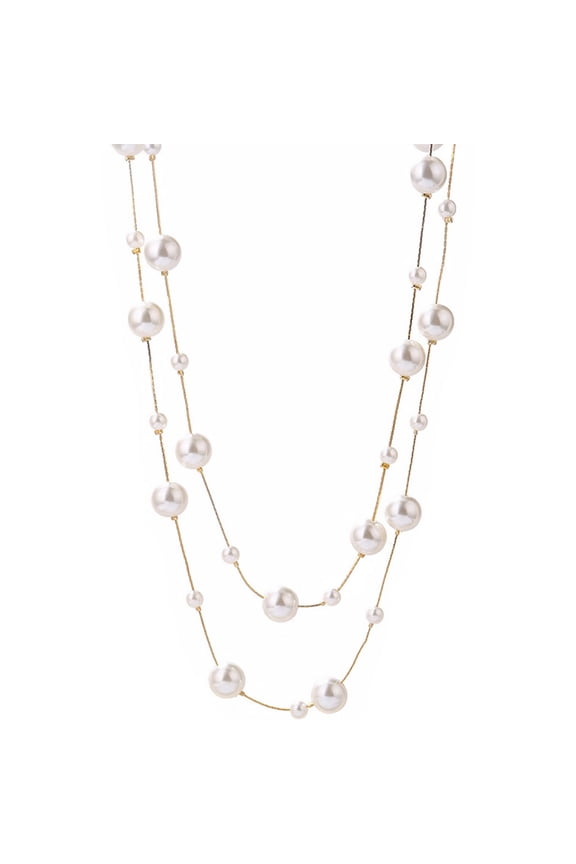 1Pack Multi Layered Necklace Simulated White Decorative Jewelry Women for Parties