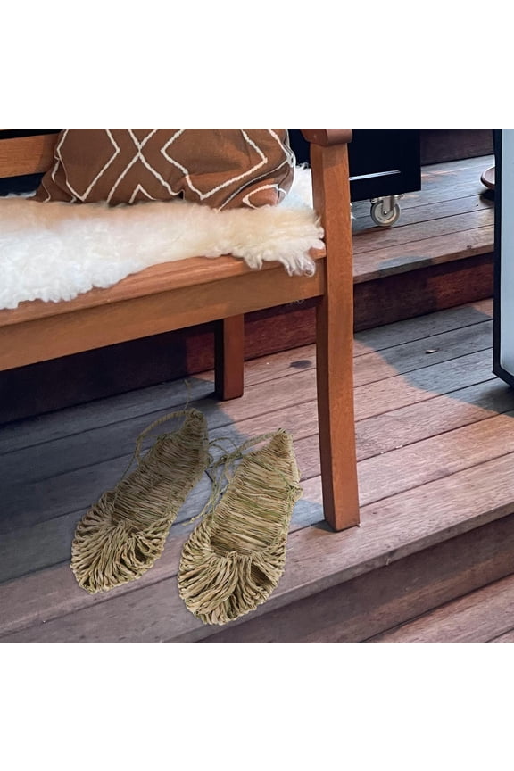 Summer Slippers Grass Shoes Beach Style Light Brown 1 Pair for Outdoor Use