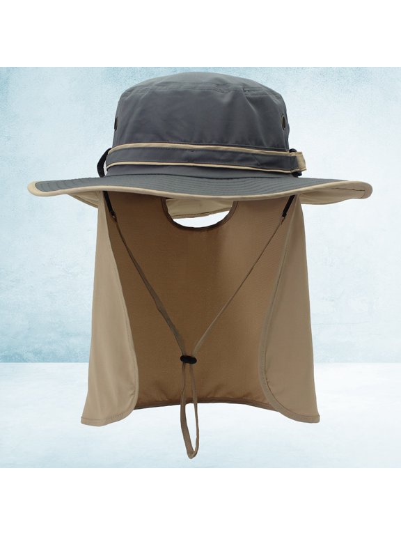 Lightweight Dark Grey Fishmen Hat with Flap for Sun Protection