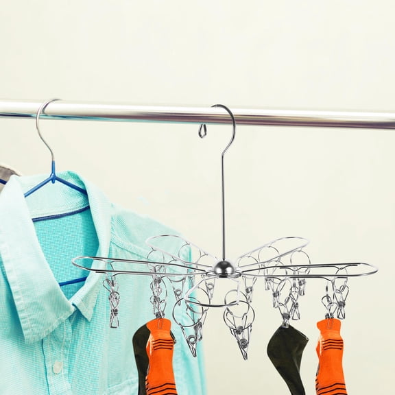 NIAIZEK Foldable Laundry Drying Rack with Clips Stainless Steel Clothes Hanger