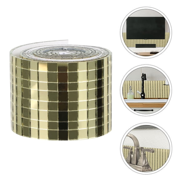 NIAIZEK Glass Fiber Adhesive Mirror Tile Mosaic Stickers, 2 Rolls Wall Decor for Bathroom, Kitchen, Home