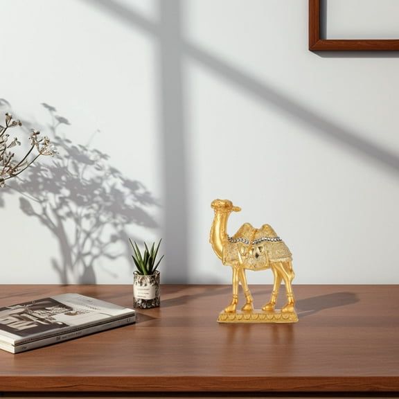 NIAIZEK Golden Resin Camel Figurine with Intricate Craftsmanship for Office Or Home Decoration