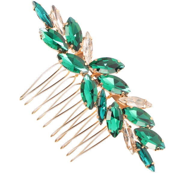 NIAIZEK Elegant Green Rhinestone Wedding Hair Comb, Stylish Alloy Hair Accessory for Brides, Bridesmaids, and Women