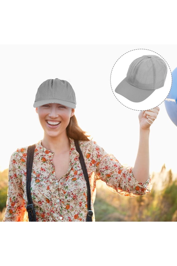 Breathable Grey Baseball Hat for Outdoor Use with Wide Brim Sunshade and Adjustable Fit