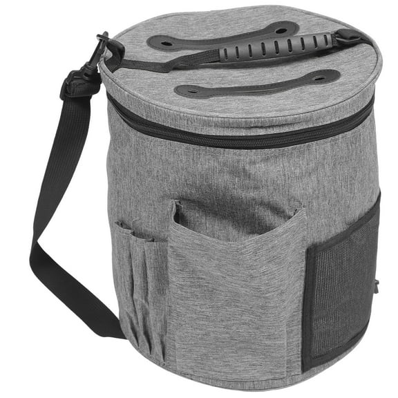 NIAIZEK Compact Grey Yarn Storage Tote with Handle for Knitting and Crochet Accessories