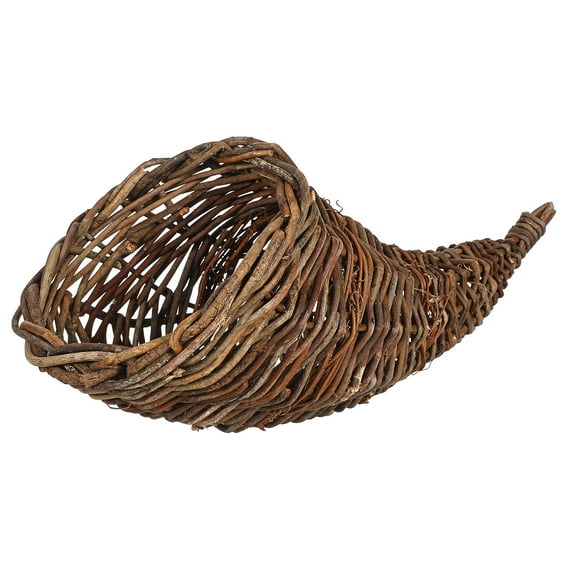 NIAIZEK Grey Rattan Woven Cornucopia Basket for Home Storage, Decorative Use and Organization