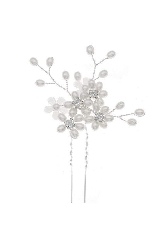 Elegant Rhinestone Hair Stick Silver U Shaped For Brides Party Prom 1Pack