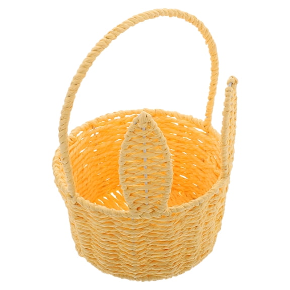 NIAIZEK Handwoven Yellow Easter Bunny Basket Paper Rope Storage Basket for Flower Arrangement