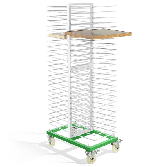 NIAIZEK Heavy Duty Mobile Paint Drying Rack With Lockable Casters 50 Layer Storage Shelves 25LBS Per Layer For Cabinet Door Panel Space Saving Storage