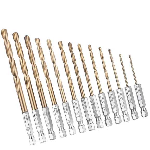 NIAIZEK 13-Piece High HSS Drill Bit Set with Tungsten Coating, Design for Wood, Plastic, Metal, Sizes 1.5mm-6.5mm