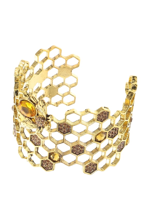 Beehive Style Golden Open Bracelet Adjustable for Special Occasions