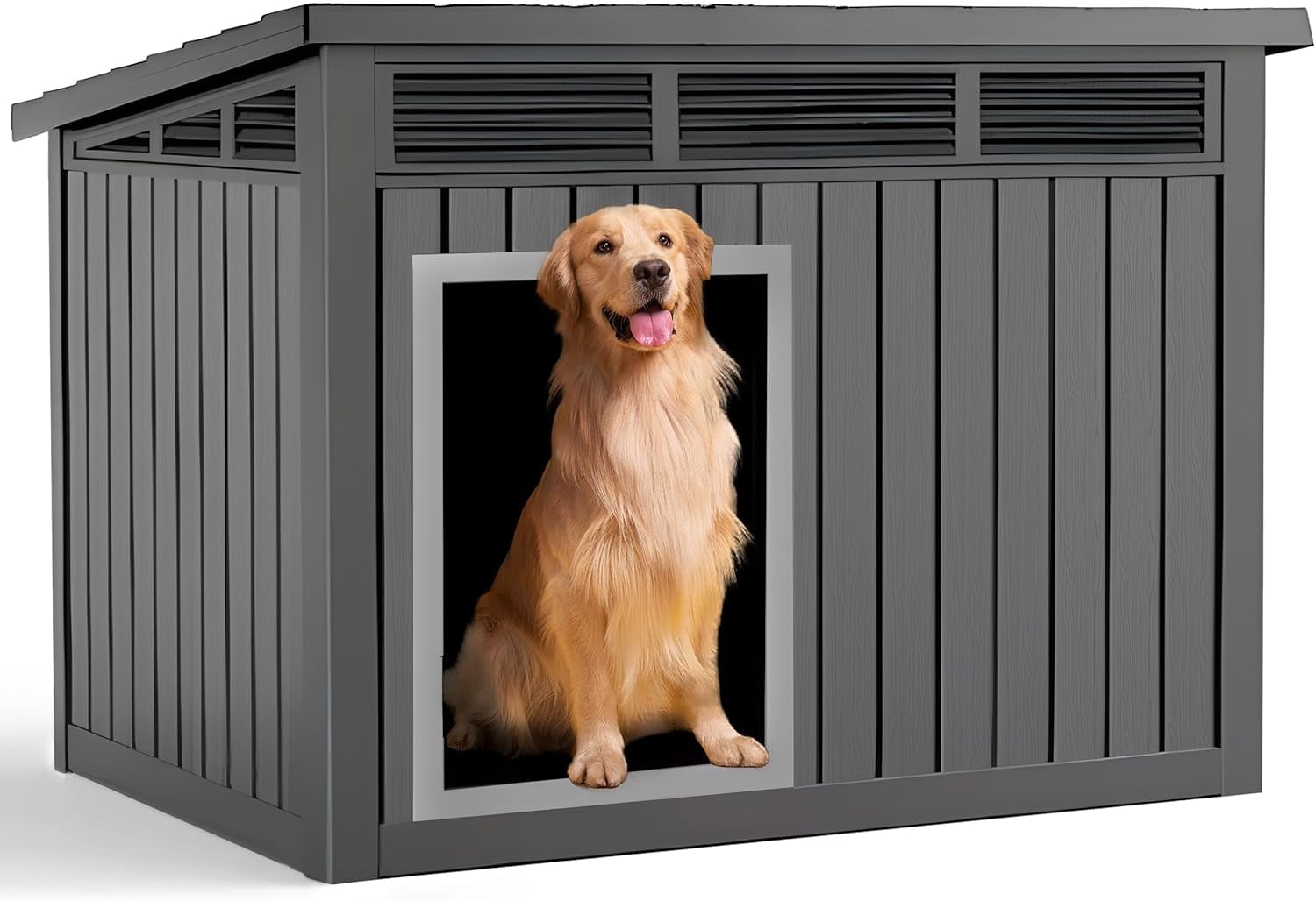 NIAIZEK Weatherproof Medium Wooden Indoor Dog House Black