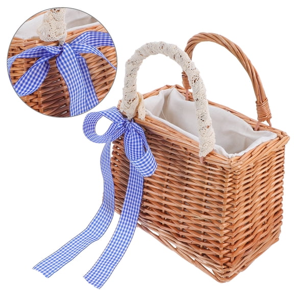 NIAIZEK Handwoven Flower Basket Woven Handbag for Women, Vine Flower Arrangement, Beach Outing Purse, 1 Pack