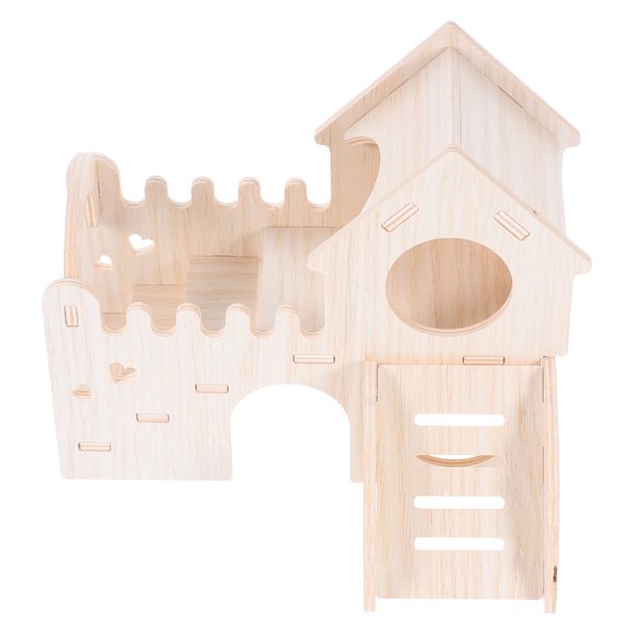 NIAIZEK Wood Dwarf Gerbils House with Maze Slide Transparent Window Small Animal Hideout