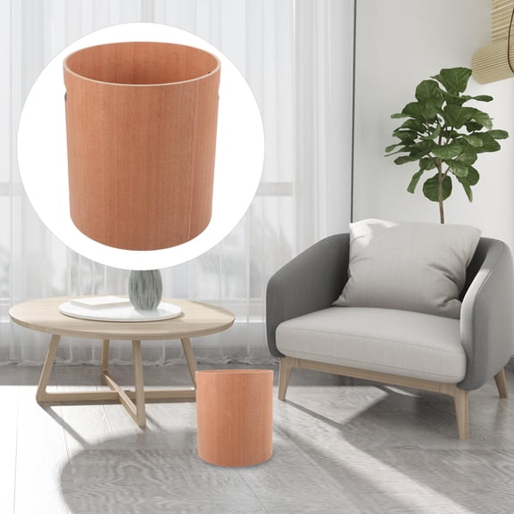 NIAIZEK Khaki Wooden Desktop Trash Can Japanese Style Minimalist Table Garbage Bin for Home