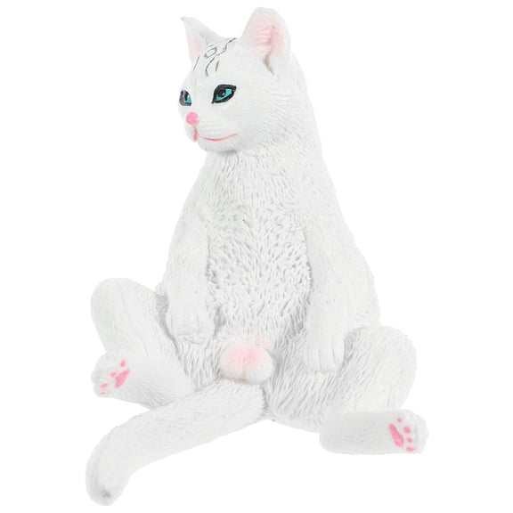 NIAIZEK White Cat Figurine Decoration Plastic Small Lifelike Cat Model for Home and Garden