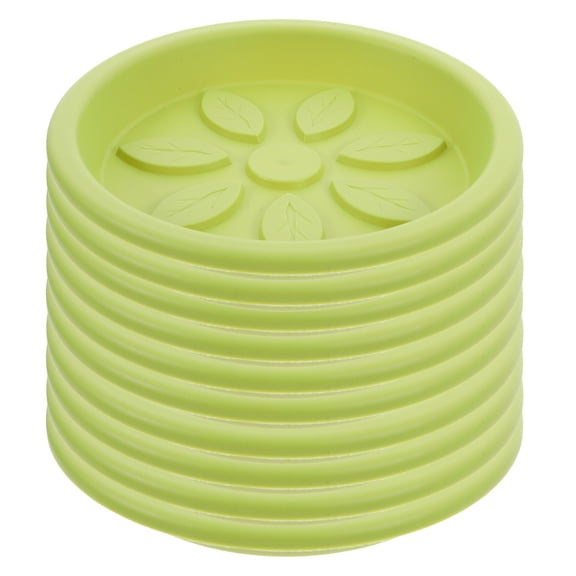 NIAIZEK Light Green Plastic Plant Pots with Drainage Trays, 10pcs Indoor Flower Pots Set with Creative Leaf Design