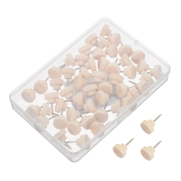NIAIZEK Light Yellow Decorative Push Pins for Bulletin Board and Photo Walls Made of Wood and Metal 50 Pcs