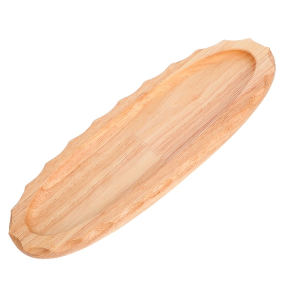 NIAIZEK Light Yellow Wood Serving Tray with Ripple Edge for Sushi Appetizers and Fruit